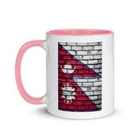 NEPAL FLAG ON WHITE WALL 110z color inside speaking mug