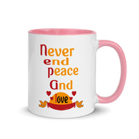 NEVER END PEACE AND LOVE 11oz color inside mug
