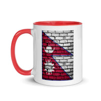 NEPAL FLAG ON WHITE WALL 110z color inside speaking mug
